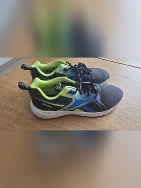 Reebok Kids Black, Blue & Neon Green Athletic Sneakers